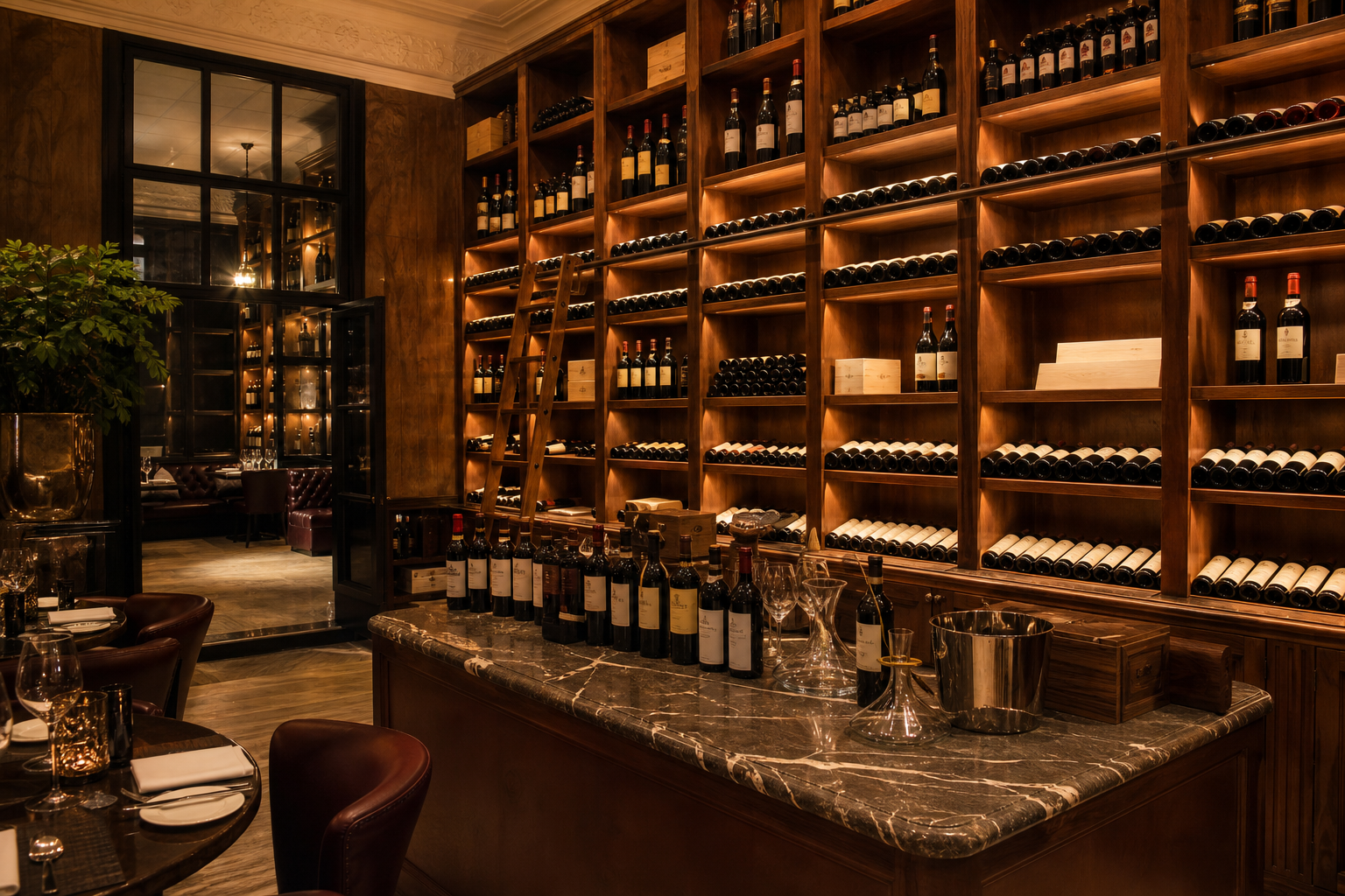 Loja de vinhos com paredes de rótulos chilenos